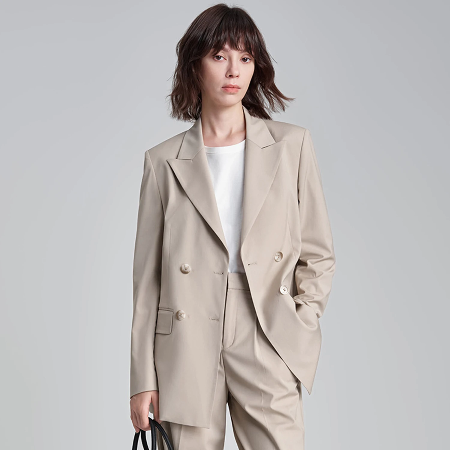 Allingentle Women's 2 Piece Set Business Suit Elegant Pantsuit Set Comfortable Tailored Fit Jacket with Pockets Customize