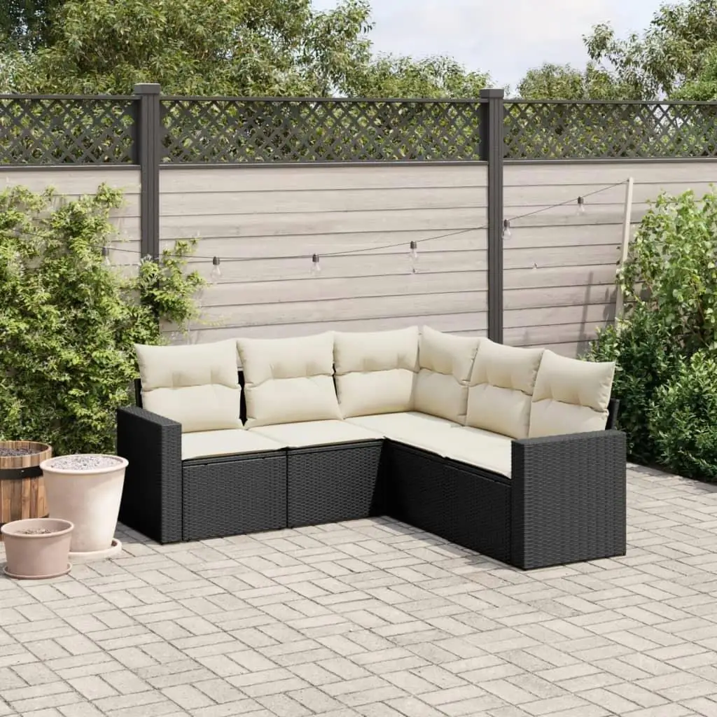 

Stylish Black and Cream White Garden Sofa Set Outdoor Furniture Cushioned Seating for Patio or Balcony
