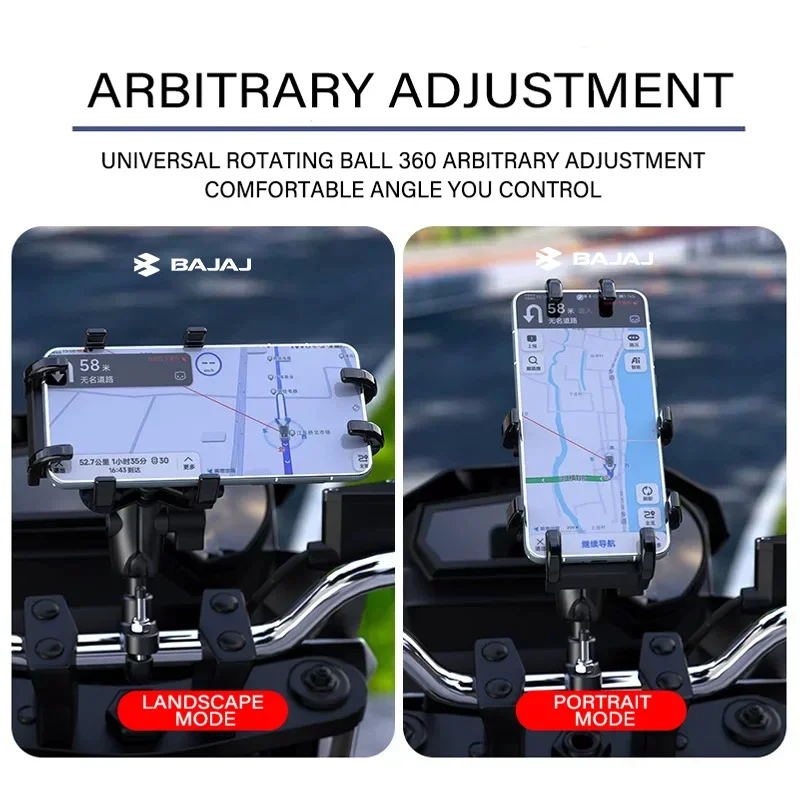 GPS Motorcycle Phone Shock Absorbing Alloy Navigation Bracket For Bajaj Dominar 400 Touring 200 250 Universal 2024 2025 LOGO