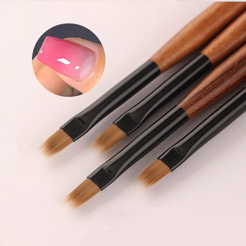 แปรงทาเล็บลายไล่สี ด้ามไม้จันทน์ 1/2 ชิ้น สำหรับเพ้นท์เล็บ ทาสีเจลยูวี ไล่สีอะคริลิค