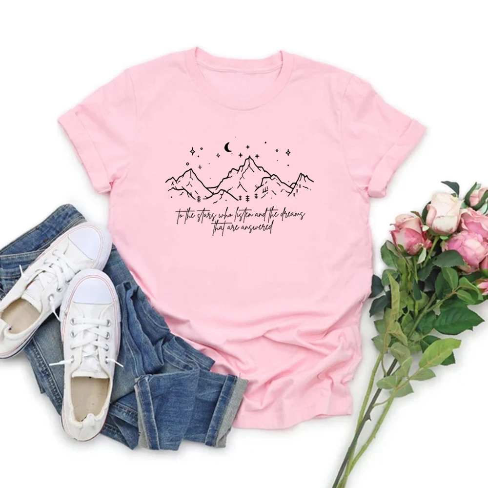 To The Stars Who Listen and The Dreams That Are Answer Velaris T Shirt A Court of Thorns and Roses Graphic T Shirts SJM Merch