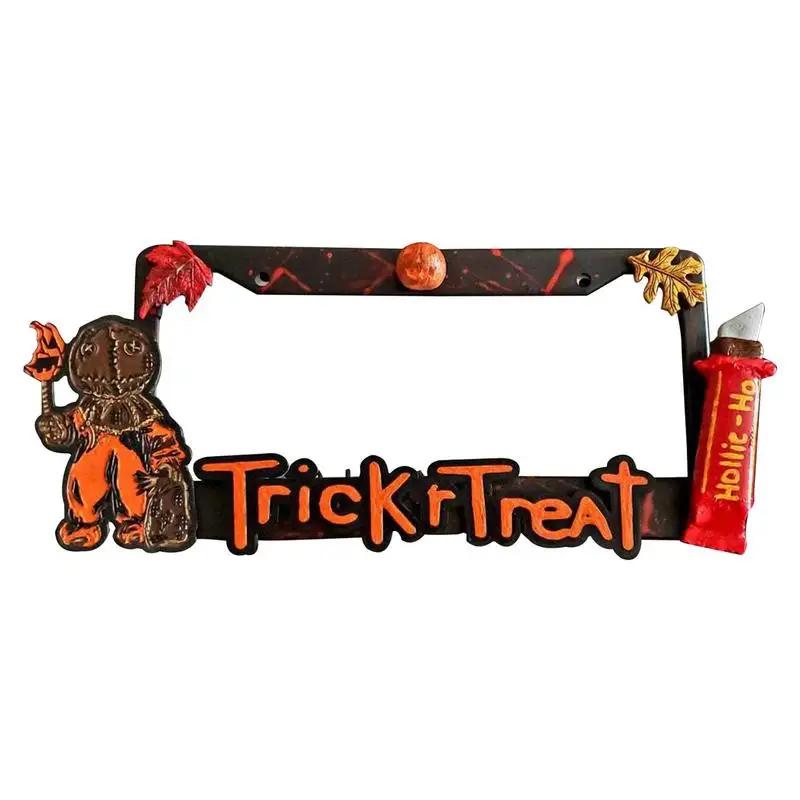 Halloween Torch Car License​ Tag Cover ​Spooky License Plate Frame Decorative Registration Plate Holder Car Exterior Accessories