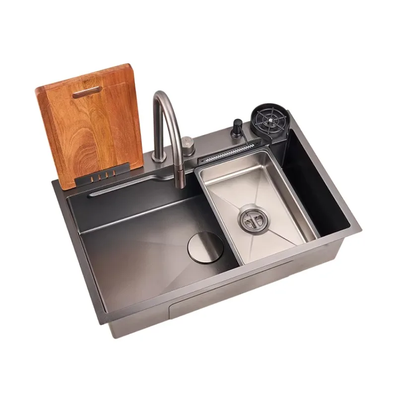 Factory Direct 2026 High-End Multifunctional Single-Bowl  Sink Handmade Stainless Steel Topmount One-Hole Durable Scratch-Resist