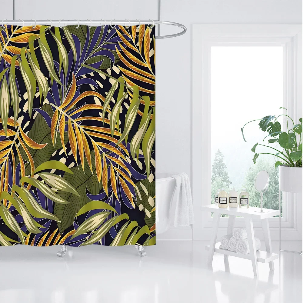 

~O~Tropical Leaf Shower Curtain - Vibrant Palm & Monstera Design, Polyester, Machine Washable, Privacy & Style Bath Decor
