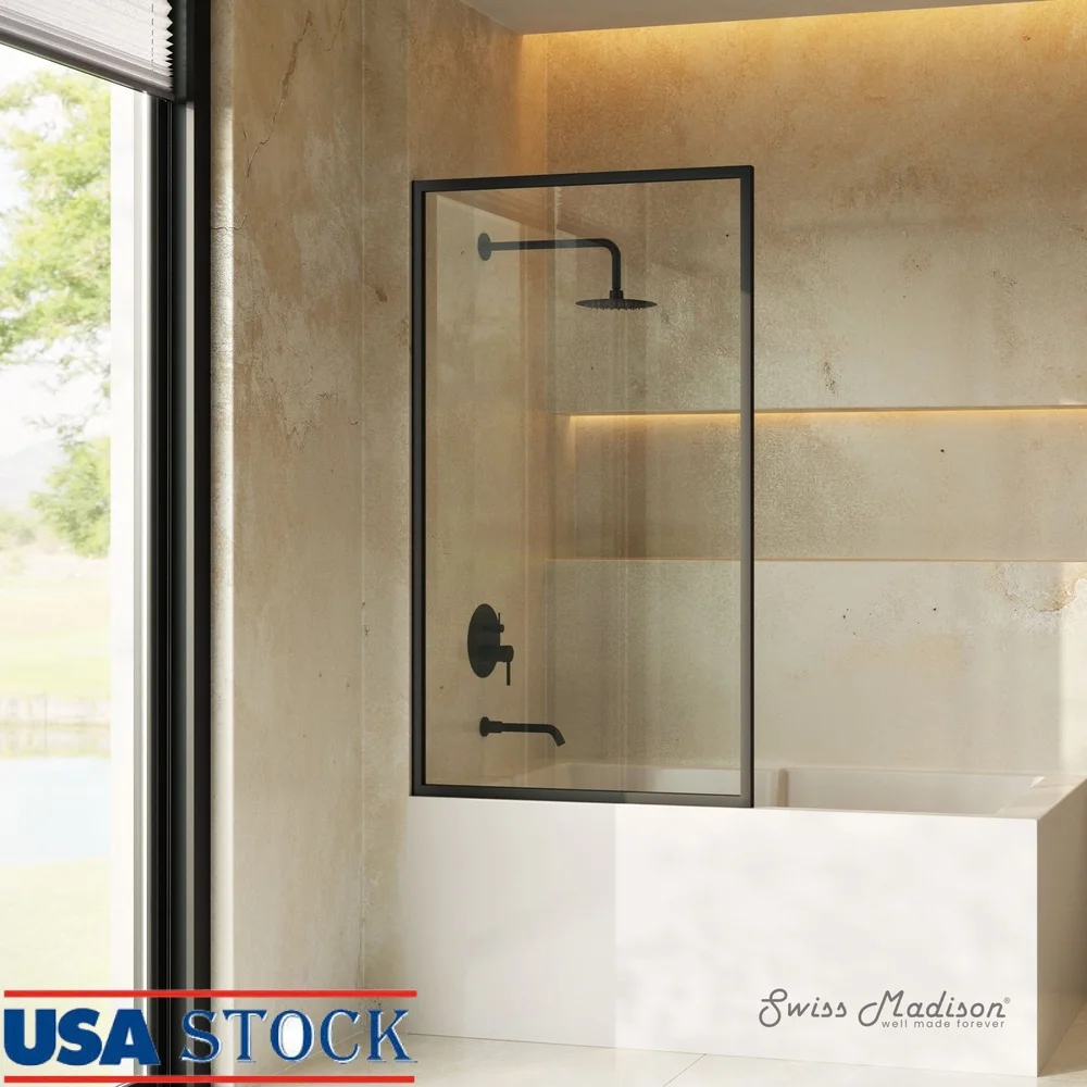 

Фиксированная дверь для ванны из прозрачного закаленного стекла диаметром 10 мм в рамке с черной матовой отделкой. Двусторонняя конструкция. Простая установка.