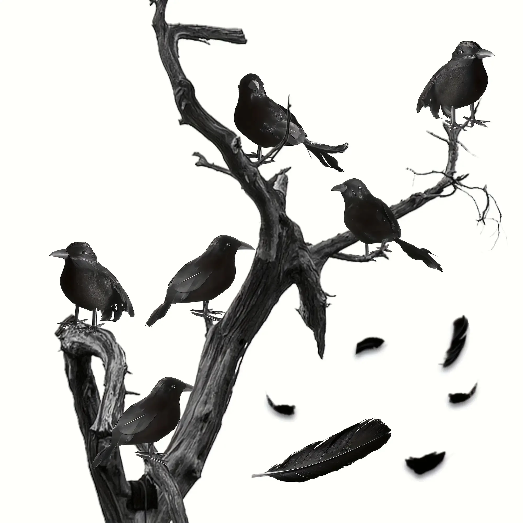 Handmade Realistic Black Crow Decorations - Vintage Halloween Ornaments for Garden & Yard,Crow Statues, Spooky Season Home Decor