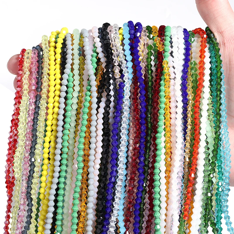 1 Strang 4 mm facettierte Kristallperlen, Glas-Doppelkegel, lose Distanzperlen für DIY-Schmuckherstellung, handgefertigte Armbänder, Halsketten-Zubehör
