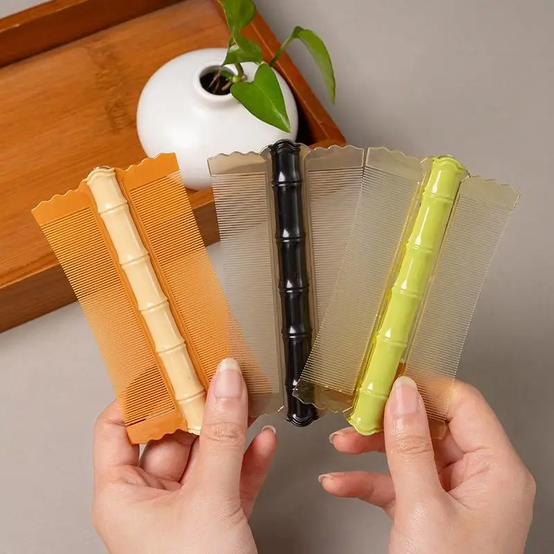 (.) Plastic Bamboo Node Comb Double Sided Encrypted Teeth Removing Head Lice Dandruff Removal Scalp Hair Comb Practical Tool
