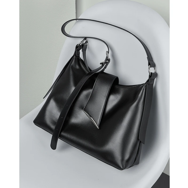 Hifashion Cowhide Genuine Leather Large Hobo Shoulder Bags For Women 2026 Luxury Designer Tote Shopper Crossbody Ladies Handbags