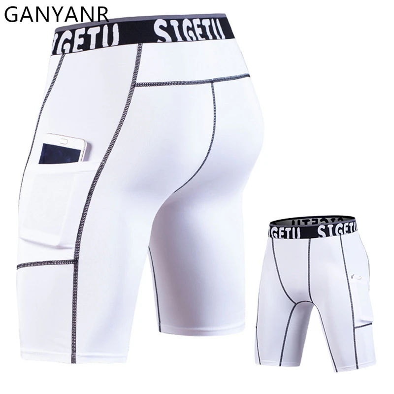

GANYANR Running Tights Men Sports Leggings Sportswear Compression Shorts Fitness Training Summer Football Cool Basketball Gym