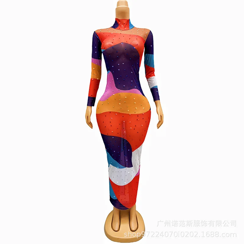 

Mixed Color Christmas Slim Temperament Dress Performance Clothes Female Singer High-end Atmosphere Annual Meeting Professional