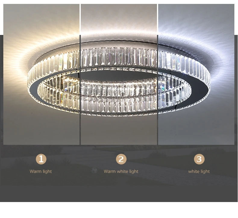 Living Room LED Ceiling Lamp K9 Crystals Dimmable Light