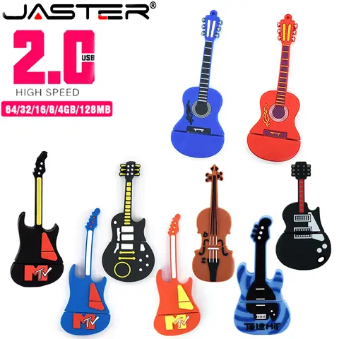 Pendrive USB 4GB Cartoon Guitar Pendrive 32GB Music Pen Drive 8GB Cute Violin16GB High Speed 64GB Memory Stick 128GB Gift