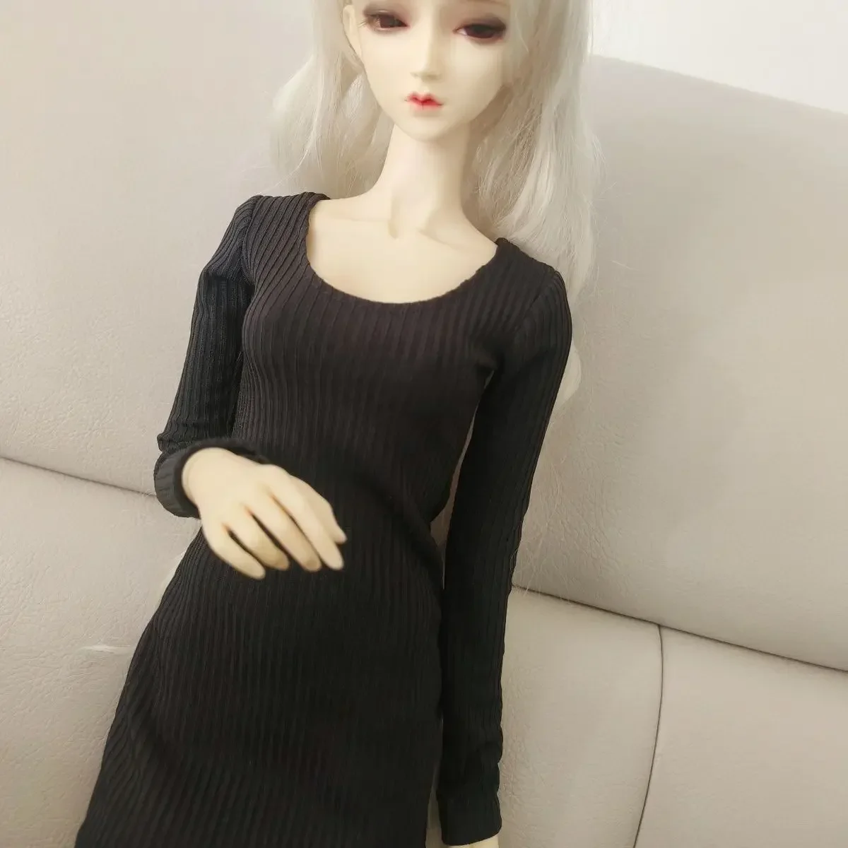 60cm Doll's Clothes Knitted Shirt Sleeved Bottomed Dress for 1/3 Female Bjd Doll Girl Toys Play House Doll Accessories, No Doll