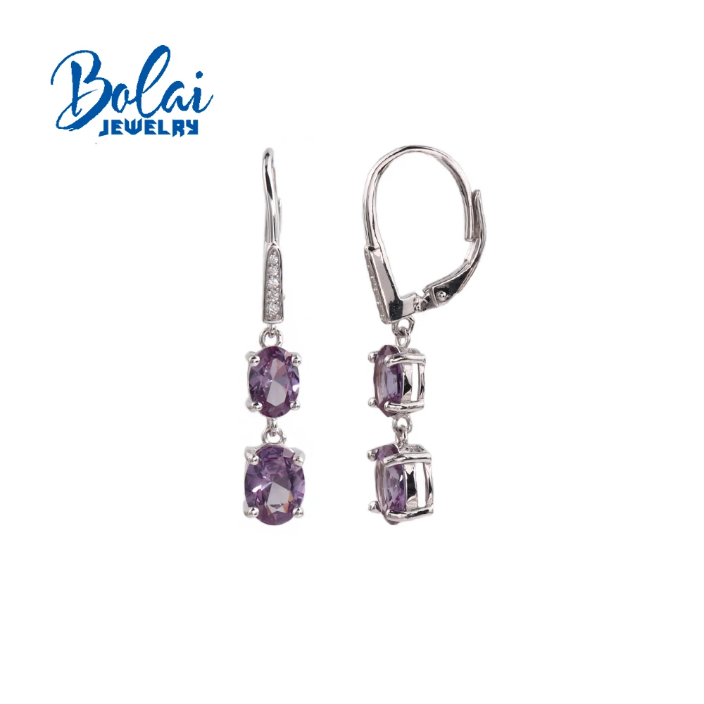 Light Luxury 925 Sterling Silver Dangling Earrings Created Color Changing Alexander Nano Fine Jewelry for Women Engagement Gifts