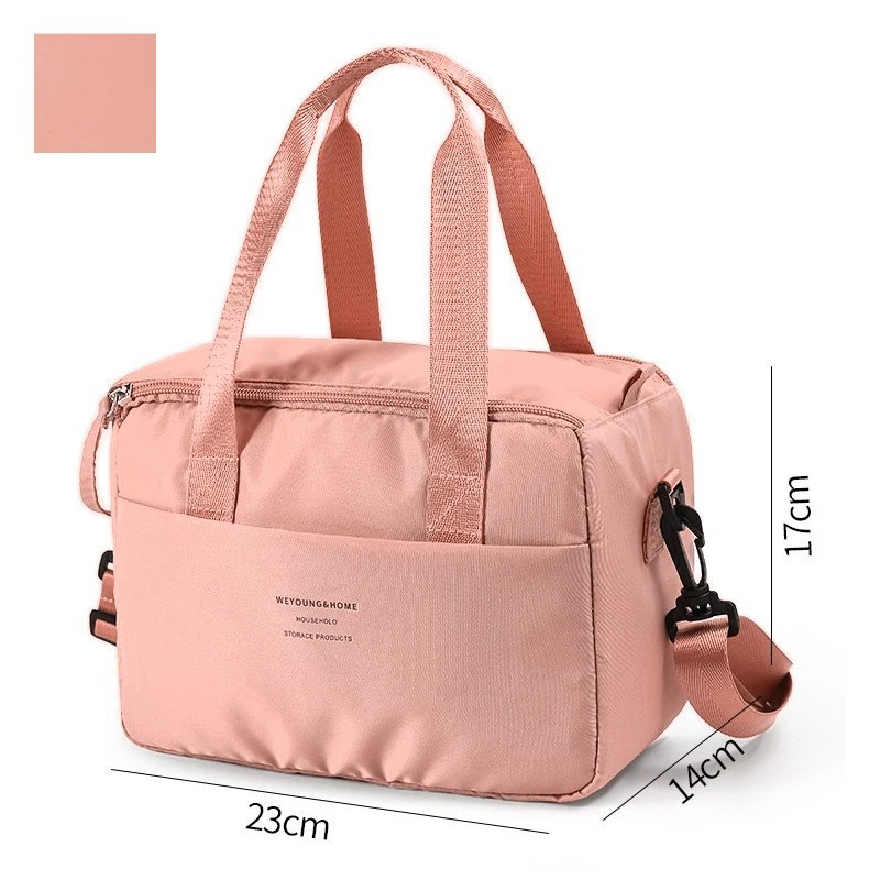 حقائب غداء بلون سادة مع سحاب داخلي من رقائق معدنية للإغلاق، سعة كبيرة محمولة، عمل، حقيبة نزهة مدرسية مع وجبات