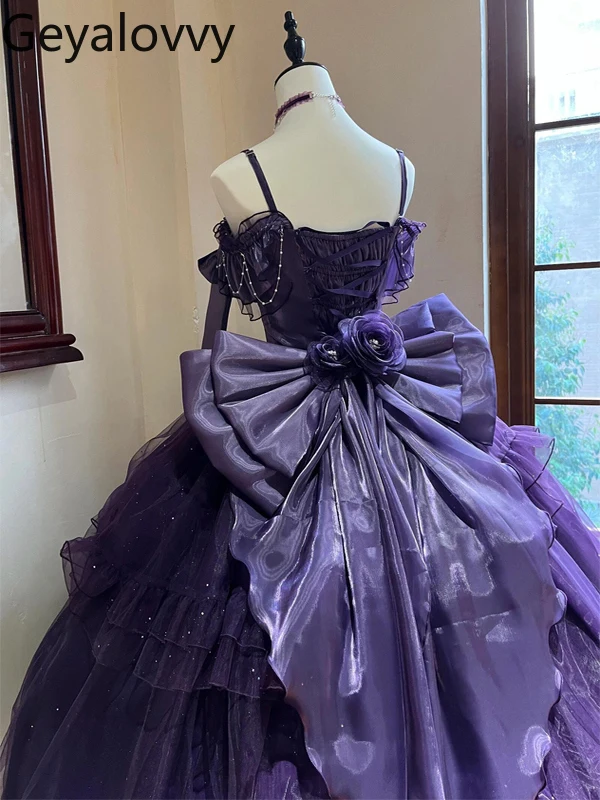 

Lolita Sweet Girl Evening Dress High-end Off-shoulder Sleeveless High-waisted Long Princess Dress for Coming-of-age Ceremony