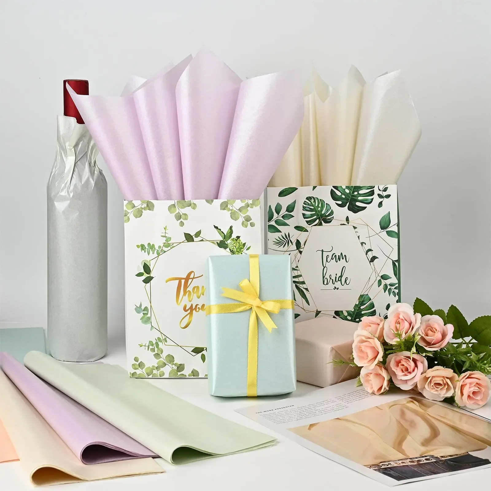 Blumenstrauß-Geschenkpapier – 30 Blätter, 3 Farben, Wasserdicht Mit Bändern & Grußkarten | 57x57 Cm, Für Hochzeiten & Geburtstage