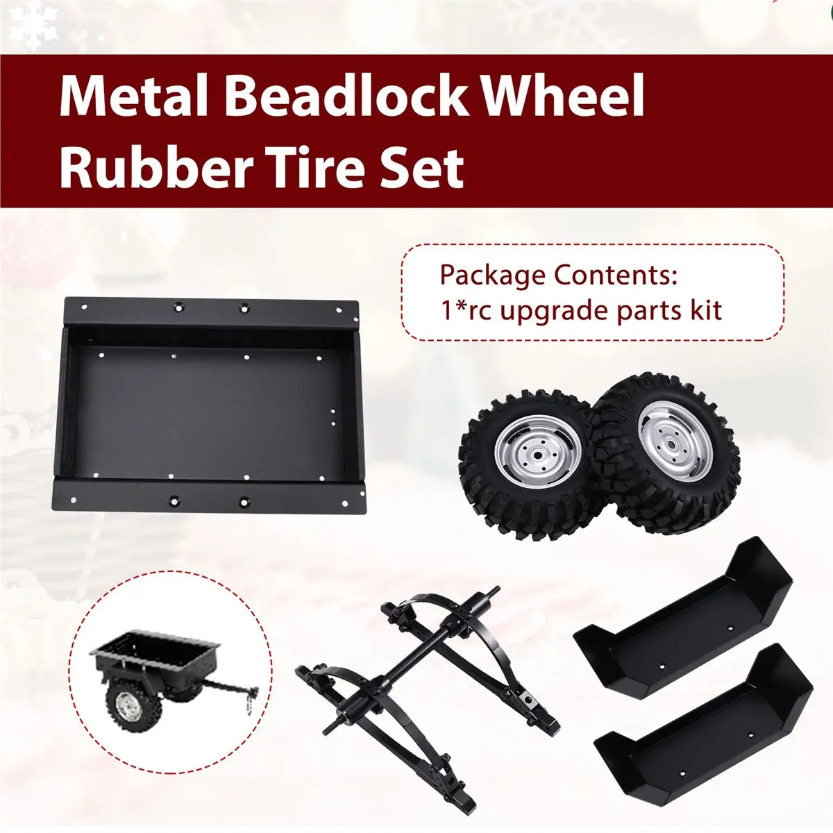 OKgood RC Crawler Trailer 1/10 RC Crawler Axial SCX10 90046 TRX4 TRX6 Redcat RC4WD D90 CC01 Simulation Accessories Black