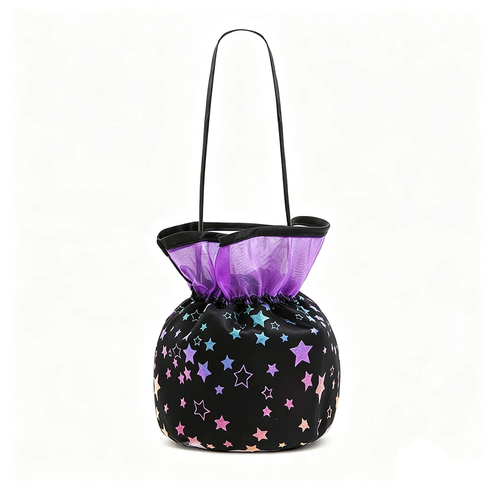 Kids Halloween Candy Bag Set Pumpkin Purple Star Handbag Witch Cosplay Carnival Party Trick or Treat Bag