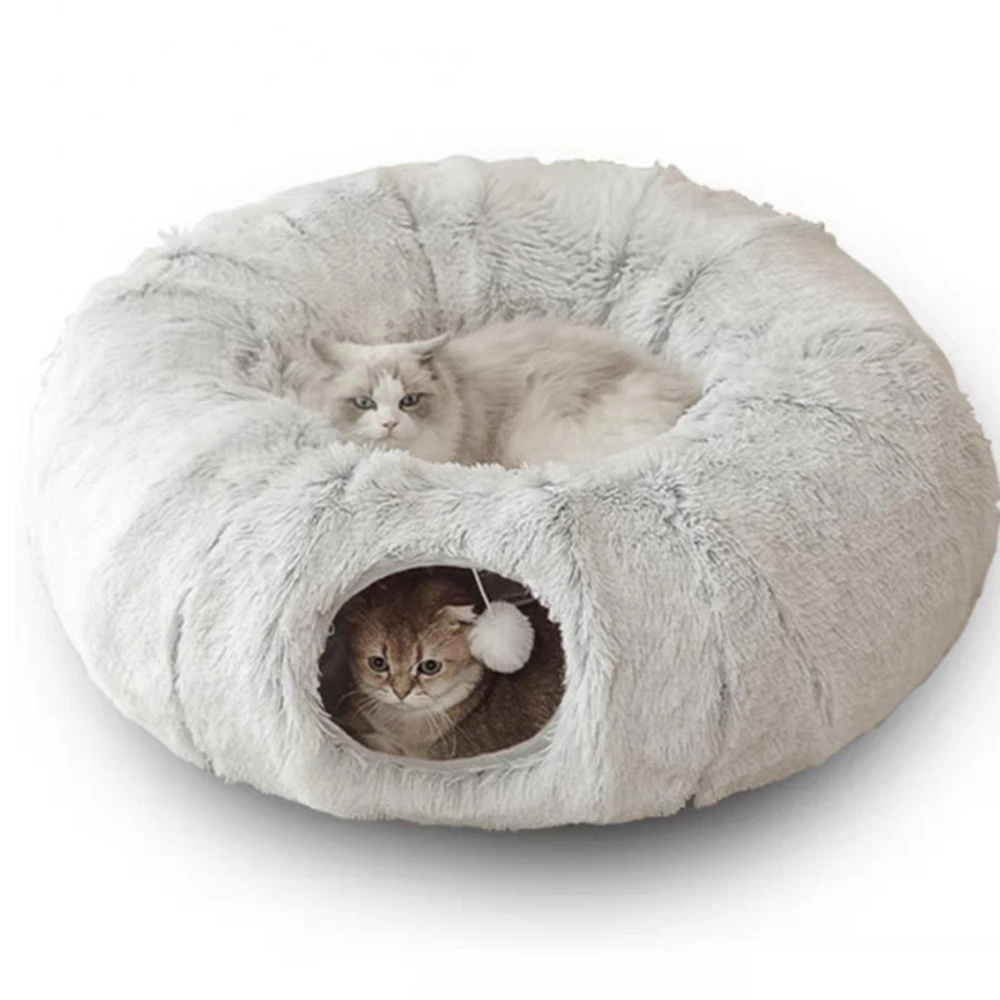 

Plush Pet Cat Bed Round Cat Cushion Cat House 2 In 1 Winter Warm Cat Basket Pet Sleep Bag Cat Nest Kennel For Small Dog Cat Bed