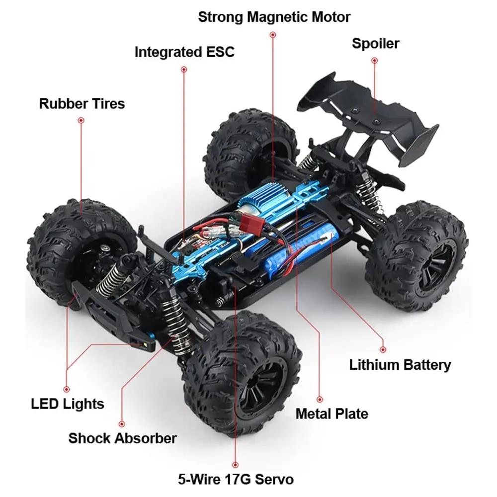 Große RC-Autos im Maßstab 1:16, 50 km/h, Hochgeschwindigkeits-RC-Autos, Spielzeug für Erwachsene und Kinder, ferngesteuertes Auto, 2,4 G, Allradantrieb, Off-Road-Monstertruck