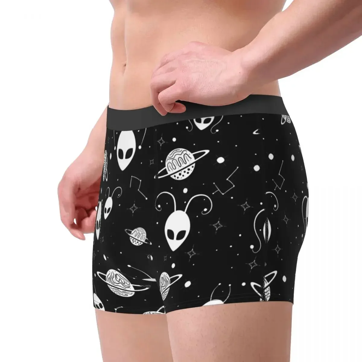 Cosmic Alien. Universe With Planet And Stars Underpants Cotton Panties Man Underwear Print Shorts Boxer Briefs