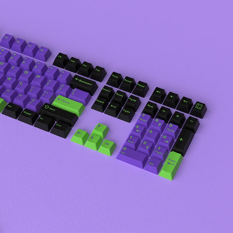 KUXM Unit-01 Inner Purple PBT Keycaps 126 Keys Full Set OEM Profile Mechanical Keyboard