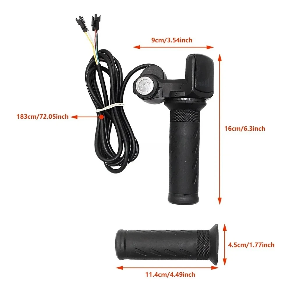 

36V/48V Lithium Battery Throttle with LED Battery Level Display Meter Handlebar Grips Twist Throttle Replacement Accessories