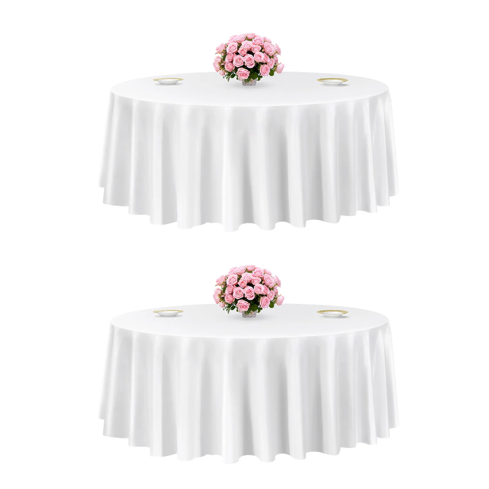 

SucceBuy White Round Tablecloths 2/6/10 Pack 120Inches in Diameter Polyester Fabric Table Covers for Wedding Party Formal Events