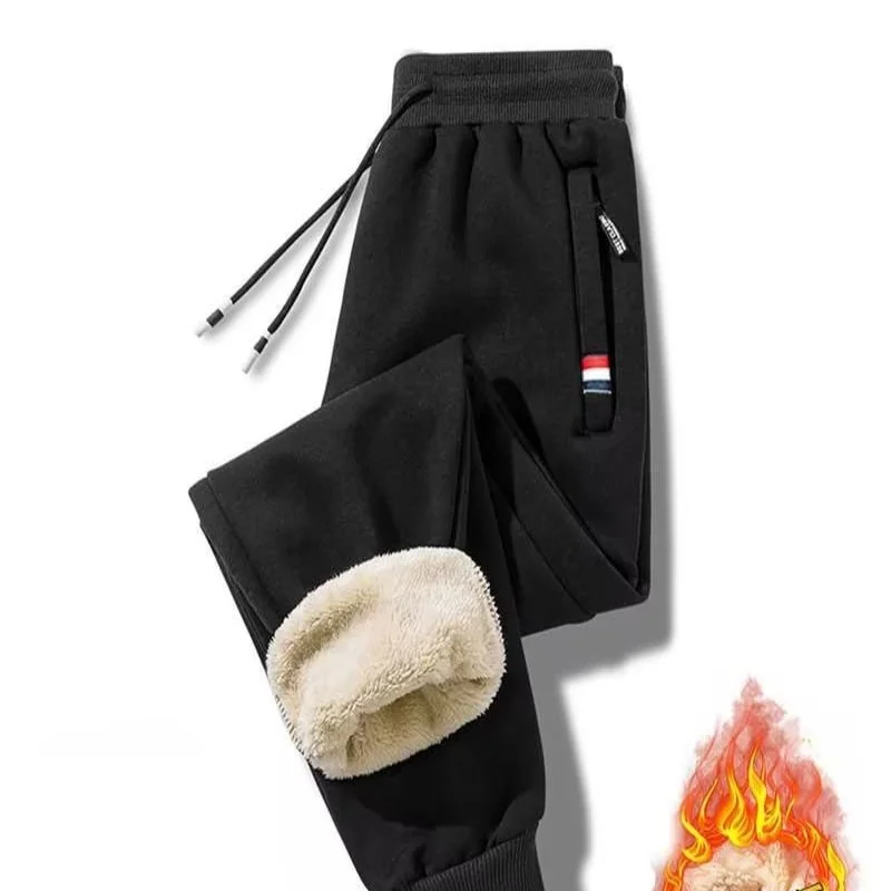 

Men's warm pants with thickened and fleece integrated lamb fleece high waisted leggings, wearing warm cotton underwear for autum