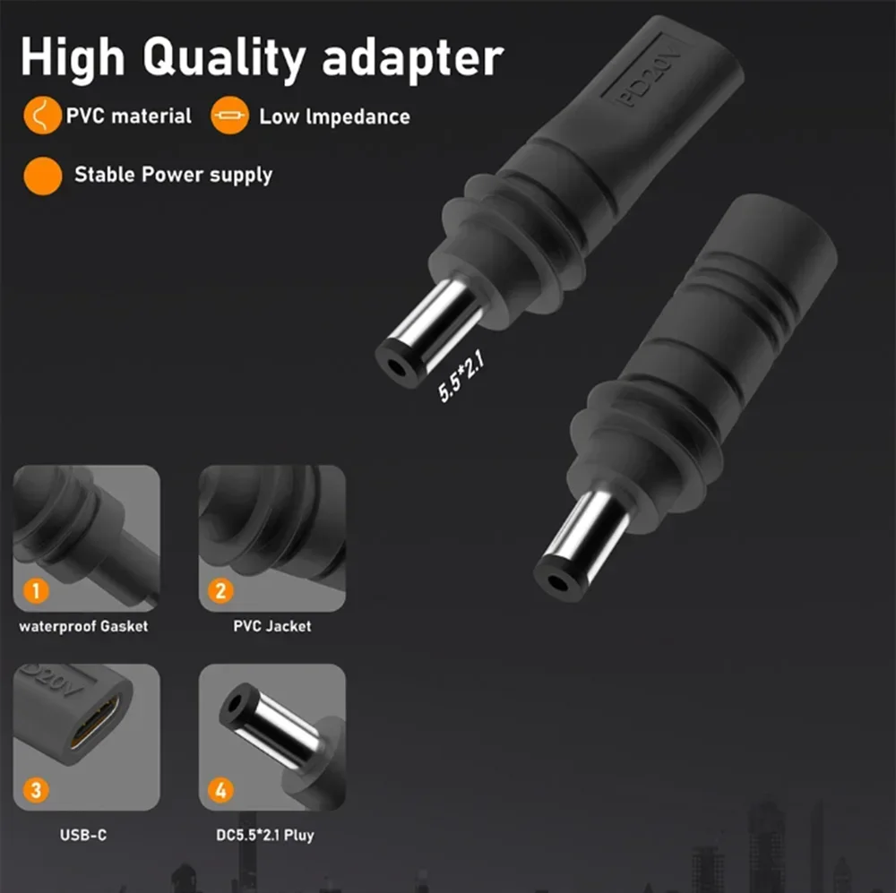 DC5521 to USB C Connector Type C to DC5.5x2.1mm Power Cable Adapter for Efficient Power Delivery in Creative Studios