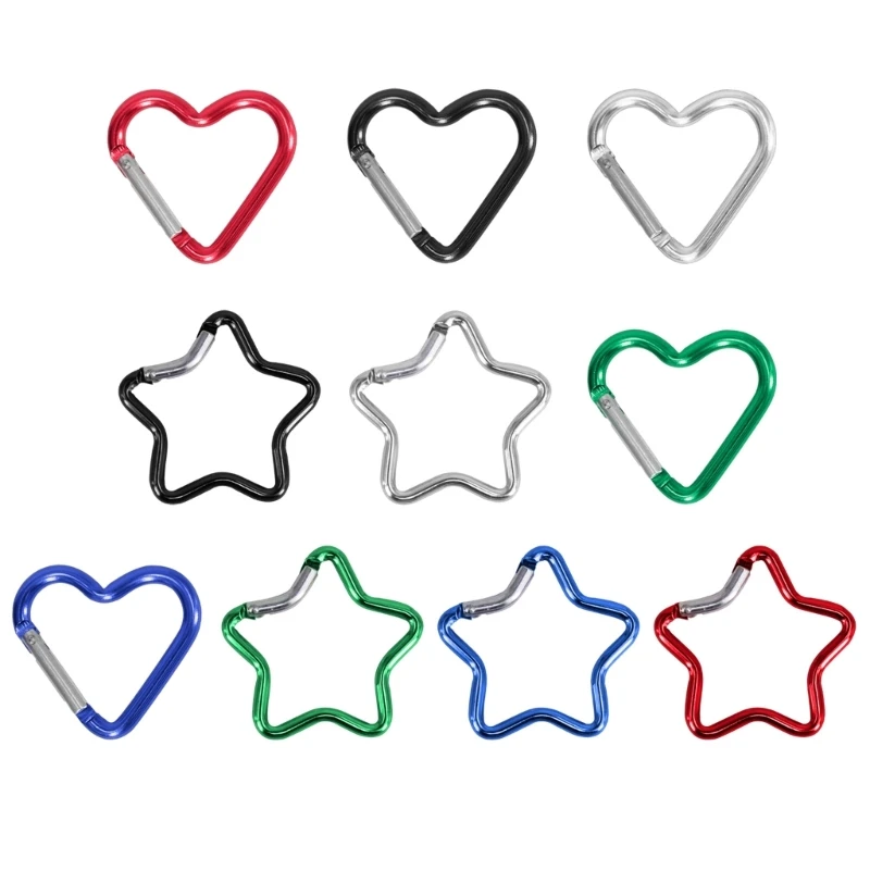 10Pcs Heart Star Carabiner Clip Carabiner Keychains for Handbag Hardware DropShipping