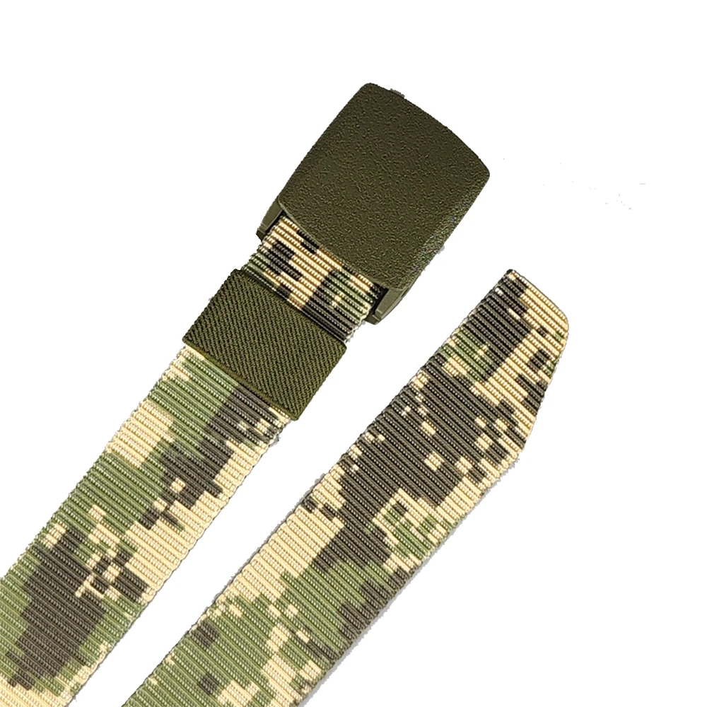 Tactical Belt Camouflage Pattern Non-Metallic Buckle Nylon Belt Men Outdoor Printed Trousers Belt Lightweight Daily Used Shorts