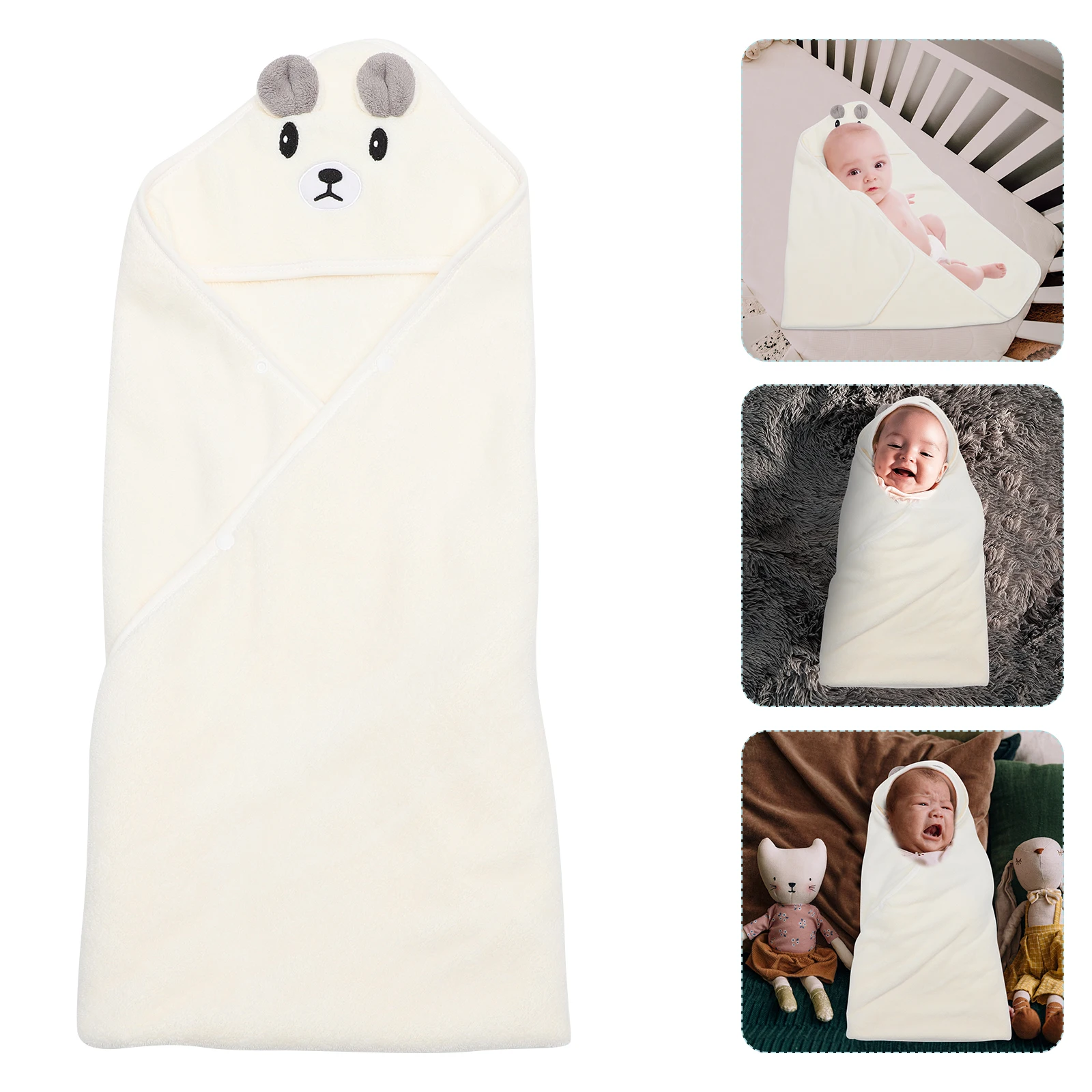 

Coral Fleece Bath Towel Cape Newborn Toddler Soft Absorbent Cartoon Design Infants Sensitive Skin Friendly Blanket