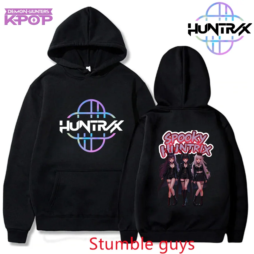 Kpop شيطان الصيادين الشتاء هوديي مضلع الكفة للجنسين 2026 أنيمي الكرتون الدافئة موضة البلوز ملابس رياضية كاجوال