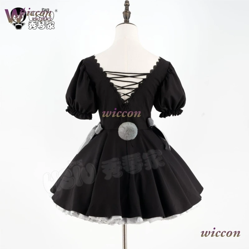 Cosmic Bunny Alien Stage Mizi Sua Cosplay Aniplus Cafe Black Dress Outfit Bunny Girls Gown Halloween Women Clothing Wig