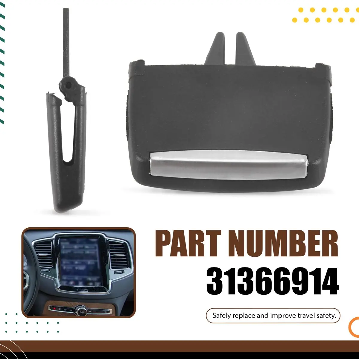 #60F Air Vent Outlet Tab Clip Repair Kit for Volvo XC90 19-23 31366914,31366914,(ABS)