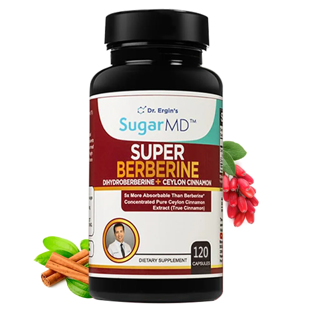 SugarMD Super Berberine Supplement – 250mg GlucoVantage Dihydroberberine with Ceylon Cinnamon - 5X More Absorbable