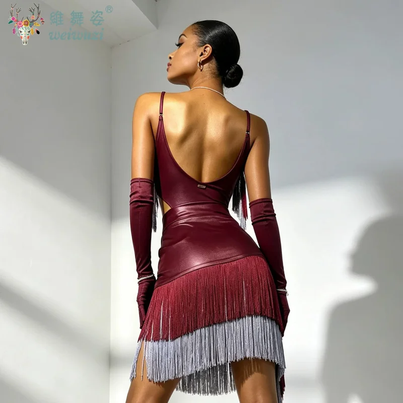 Latin Dance Performance Dress Women Sexy Rumba Samba Ballroom Party Fringe Skirt Art Test National Standard Dance Practice Suit