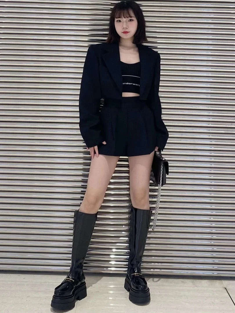 

Bla ort Suit Jaet And Loose Casual orts Set for Women Spring Autumn New Sle Dng Home Faion Pure Color Long Sve