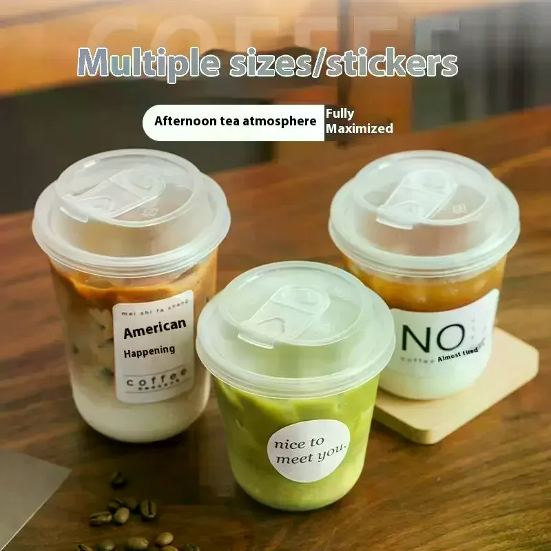 10pcs Transparent Coffee Cups With Lids U-shaped Disposable Cups For Hot Drink Milk Tea Takeaway Beverage Cups view 5