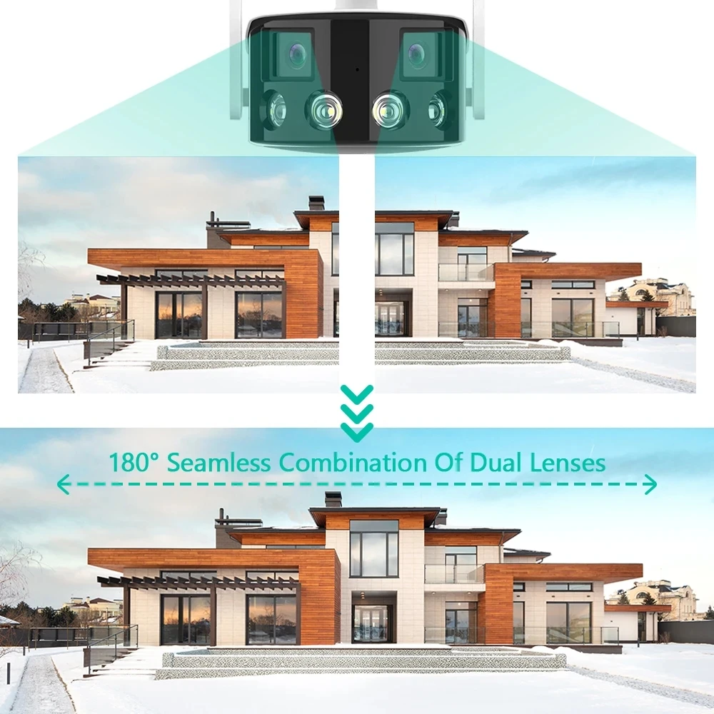 4MP Wireless Bulle ICSEE Camera Outdoor 180 Degree View Color Night Vision AI Human Detection Wireless Security IP IR Camera