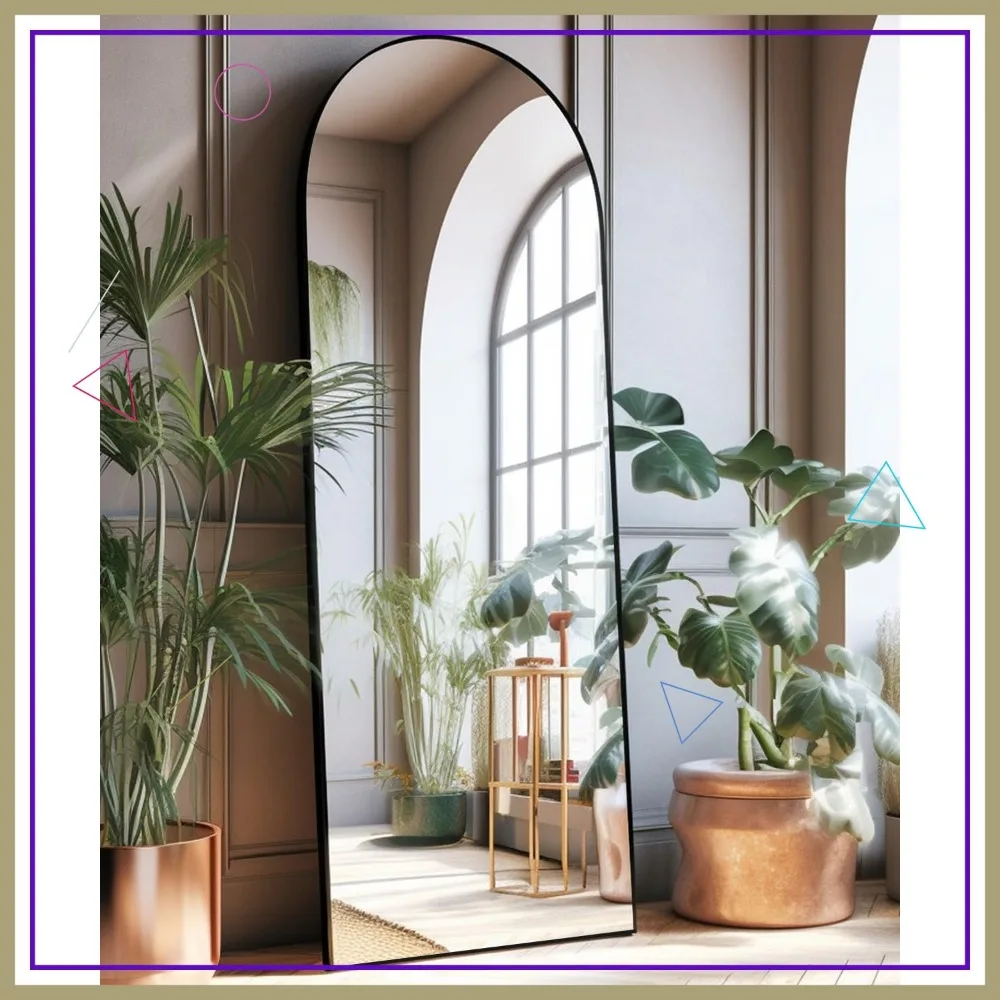 

Arched Full Length Floor Mirror with Stand, 18x58 Inch Large Wall Mounted Body Mirror for Bedroom in Black