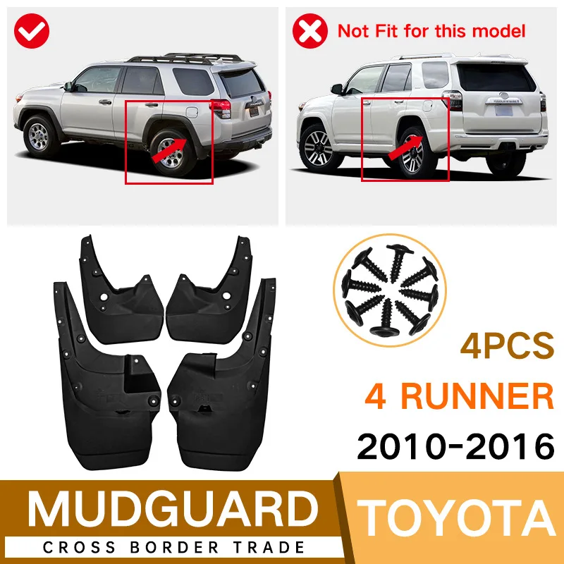 

For Toyota 4Runner 2010-2016 black car mudguard Reduce dust Resist tire dirt car accessories tools