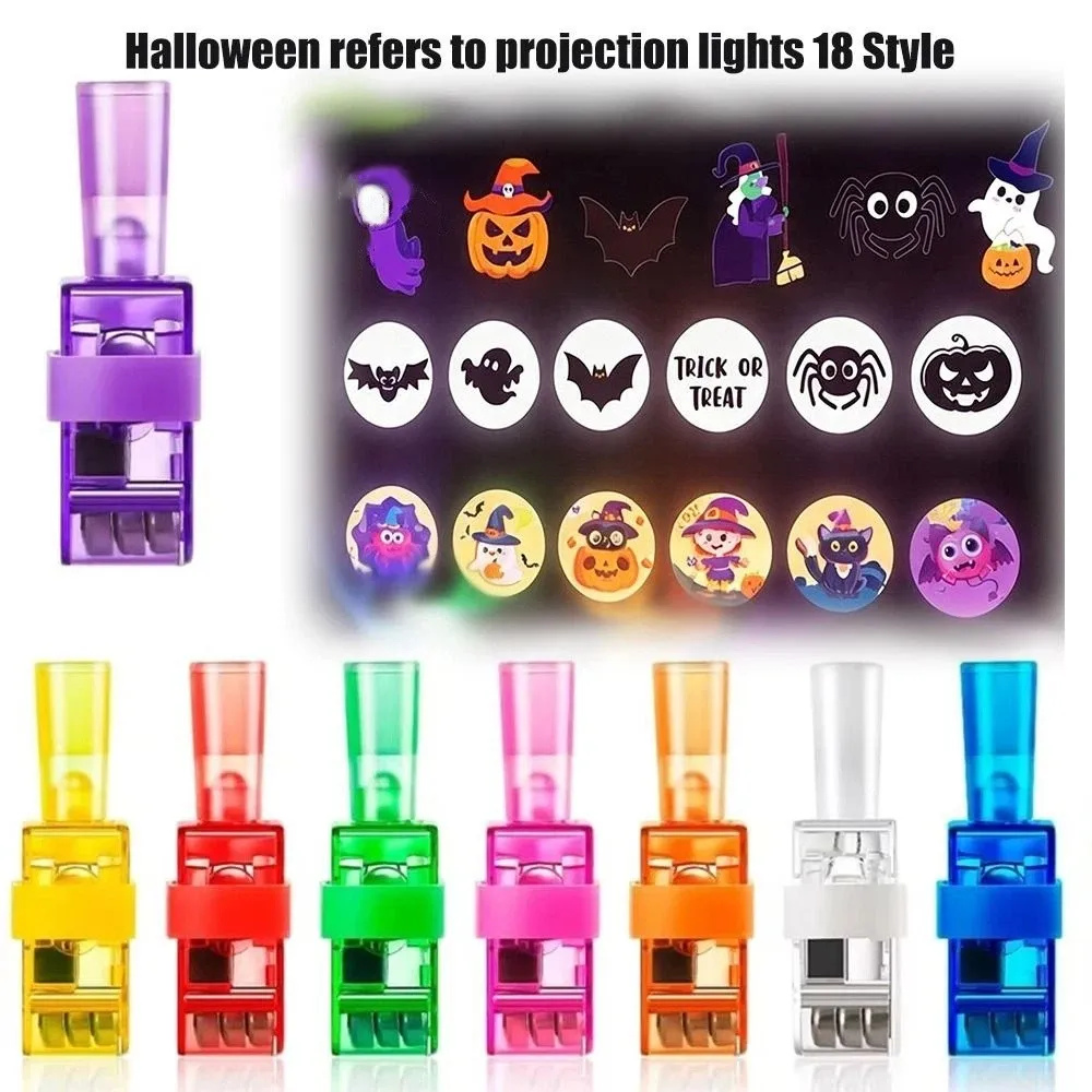 4pcs Glow In The Dark LED Finger Lights LED Projection Glow Finger Rings Novelty Toys Neon Finger Flashlights Halloween
