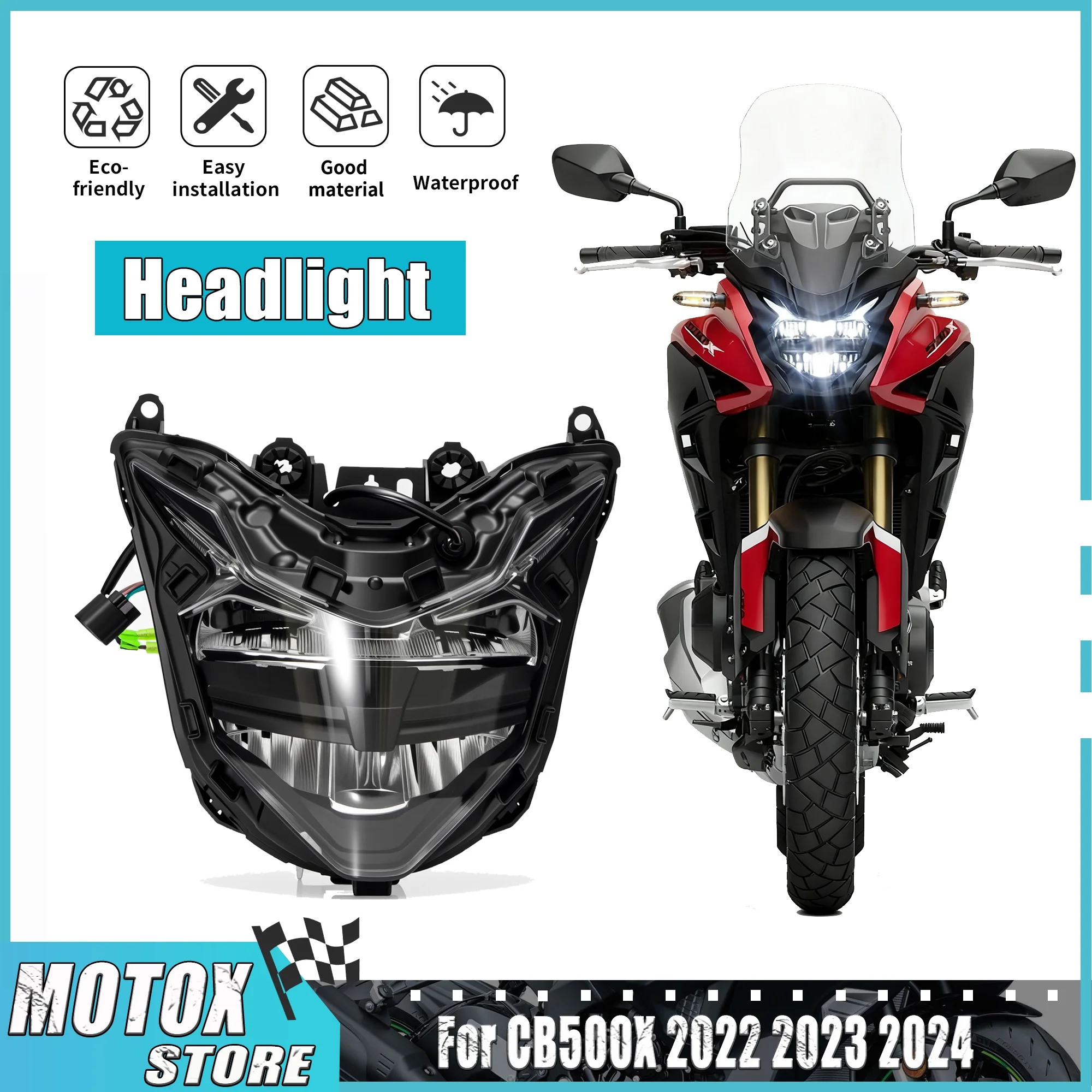 

Передняя фара мотоцикла в сборе, подходит для Honda 2022-2024 CB500X CB500XA, светодиодная фара CB 500X 2023, головной светильник