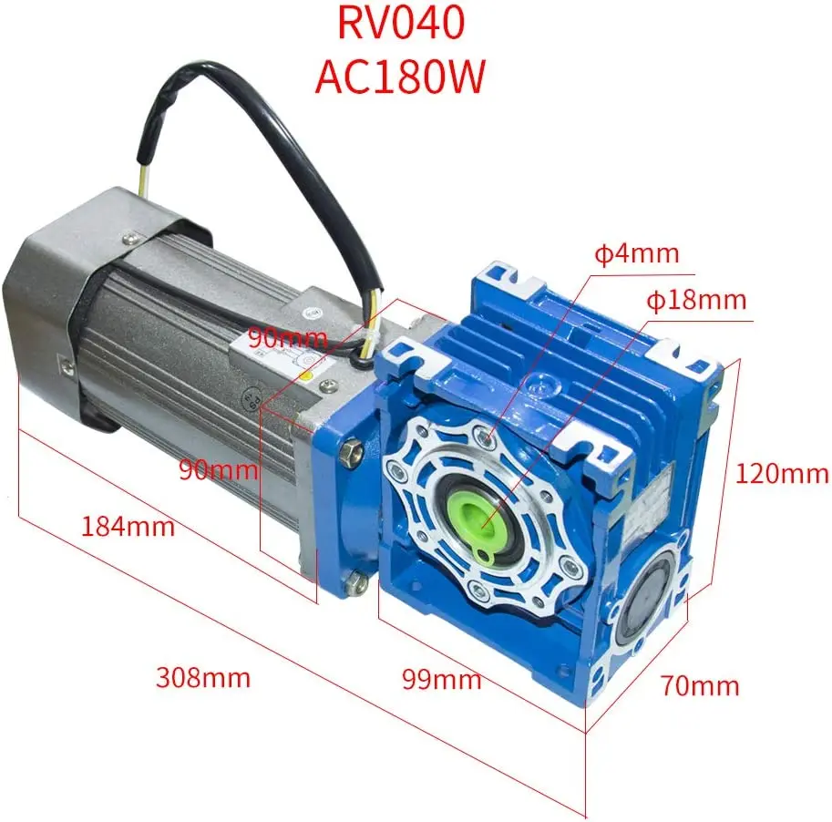 Bemonoc Electric AC 110V 180W Large Torque Worm Gear Motor 24RPM with AC Speed Controller Kits Reducer Ratio 1:60