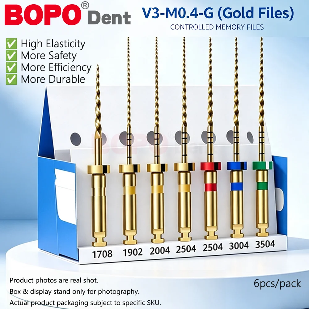 E-FLEX Gold Files Dental Endodontic Rotary Files Heat-Activated Nitinol Tooth Pulp 0.4Taber Root Canal Dentistry Drill Super