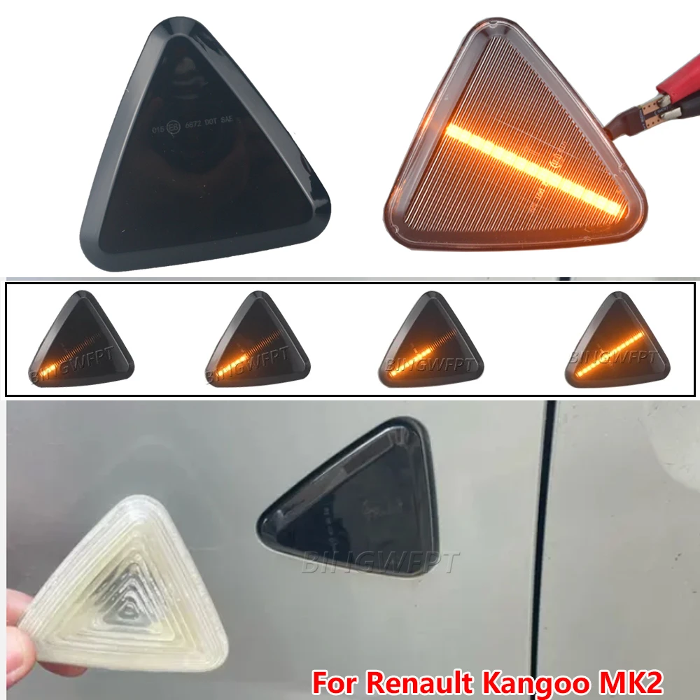 Pair Dynamic LED Side Marker Lights For RENAULT KANGOO II Mod.Bj.2/2008-7/2013 Side Repeater Turn Signal Blinker Lamp